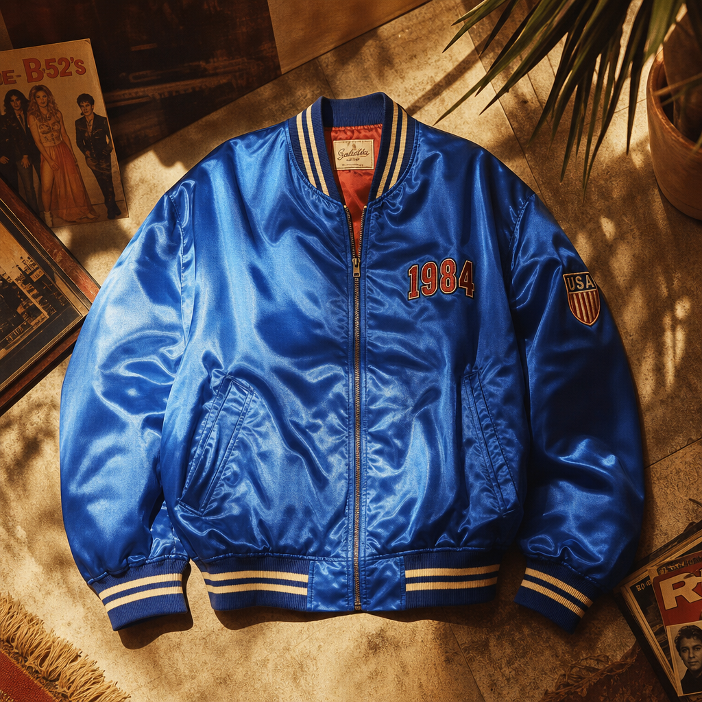 Electric Blue Satin Bomber