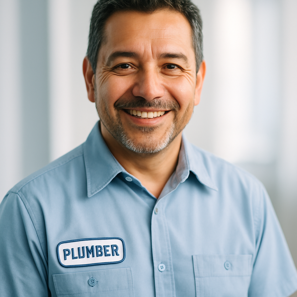 Friendly middle-aged plumber portrait