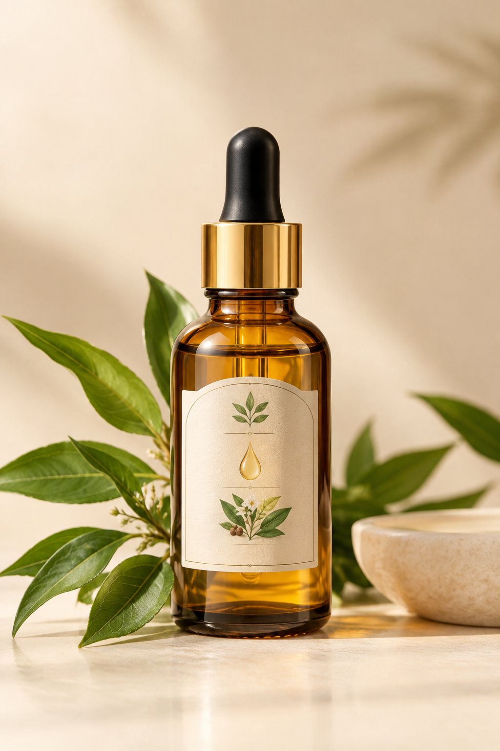 High potency hair growth elixir bottle with golden botanical oil