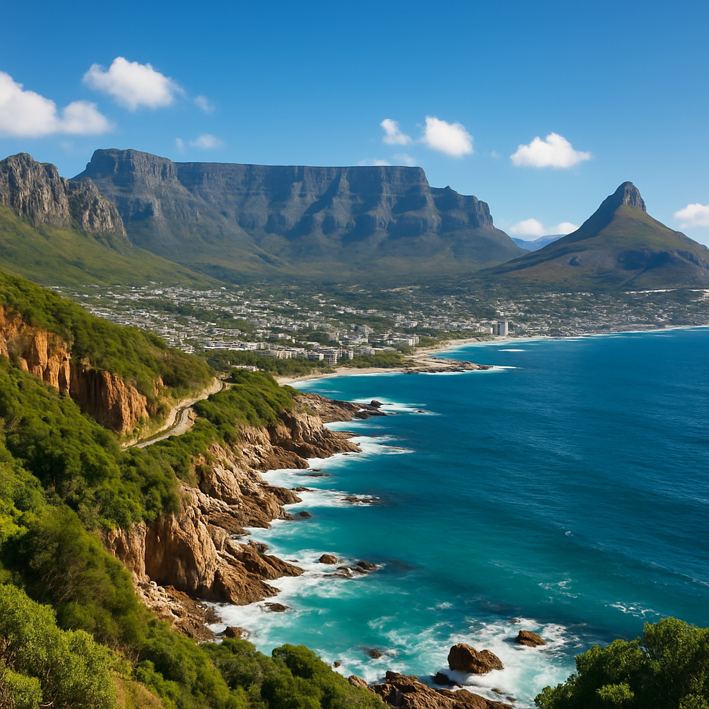 Cape Town with Table Mountain and coast