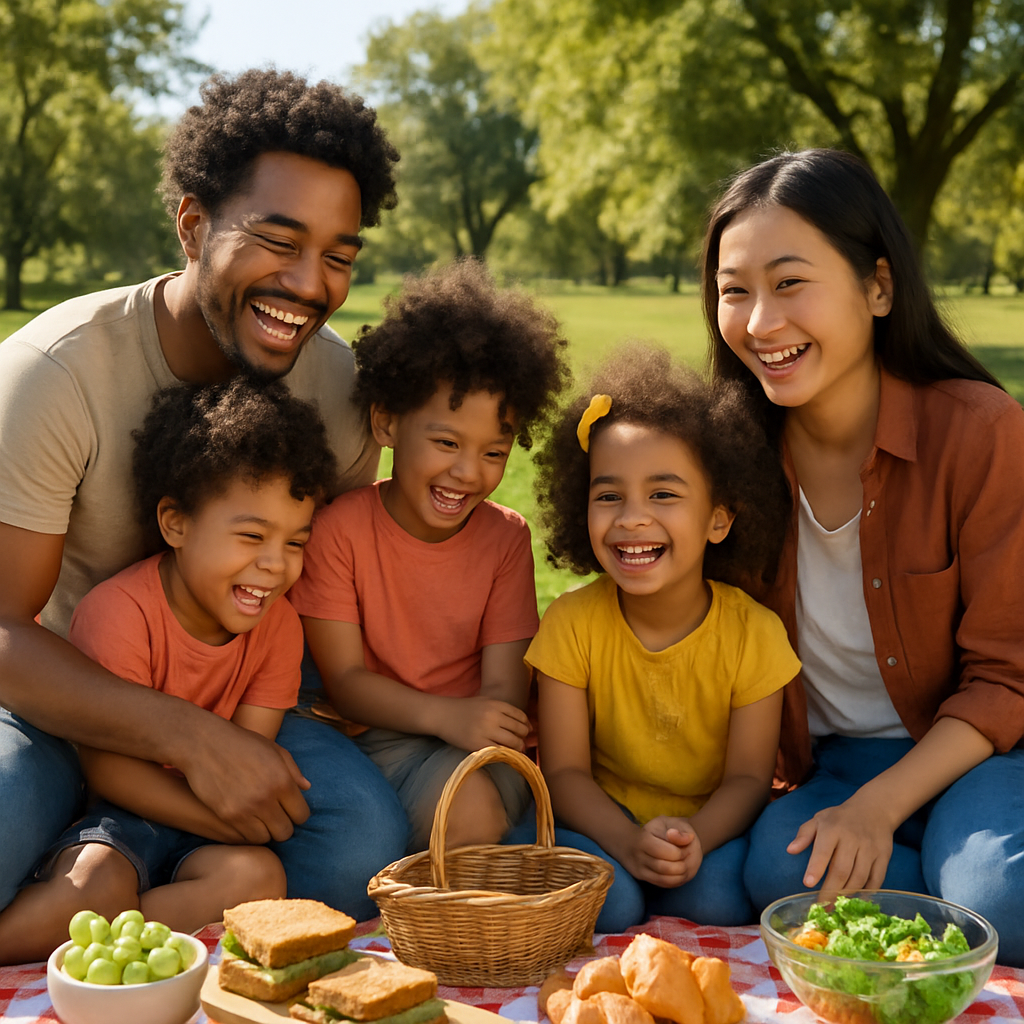 Family enjoying outdoor picnic