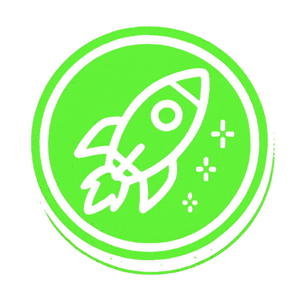 Small Pump.fun style rocket coin icon