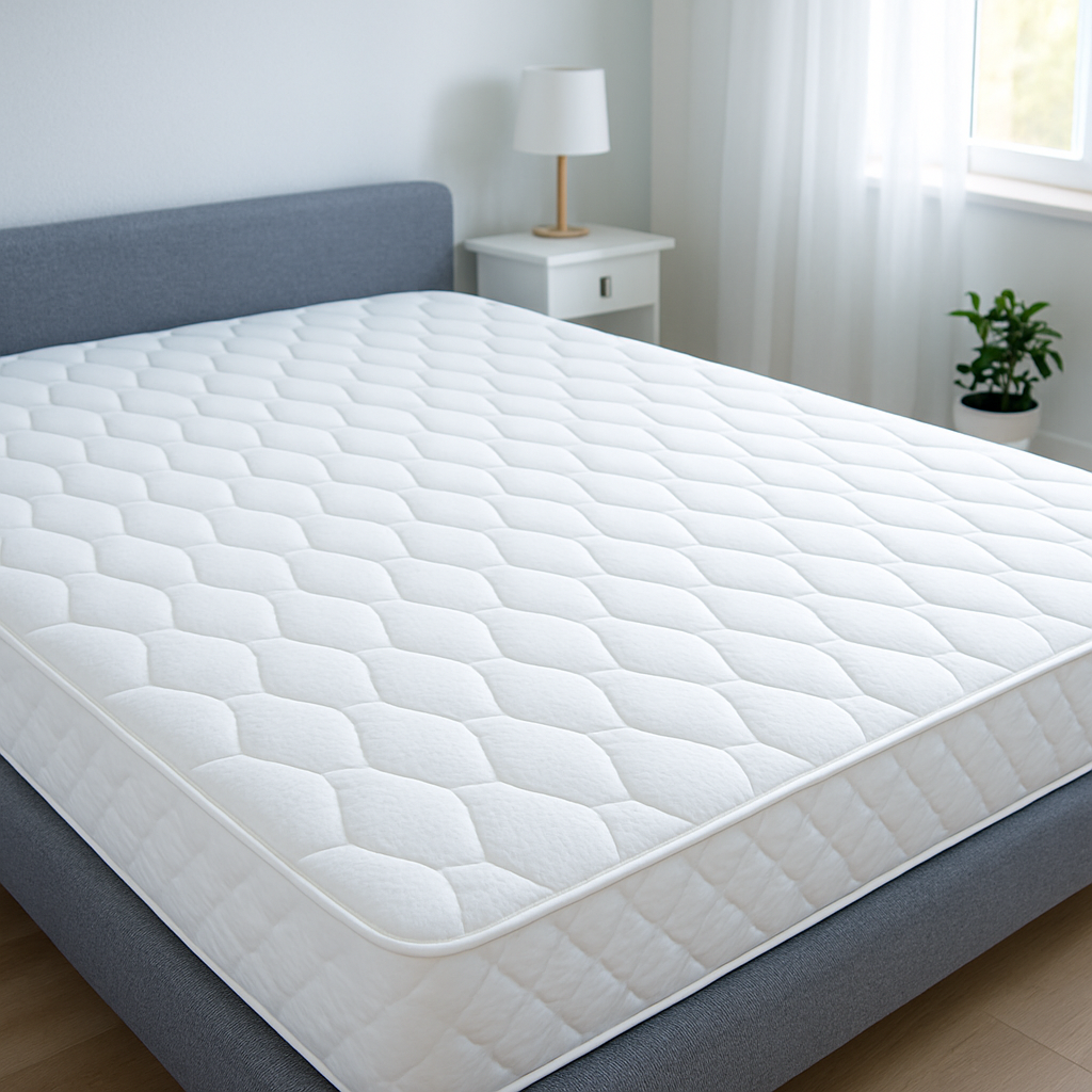 Colchón blanco limpio y uniforme después de la limpieza