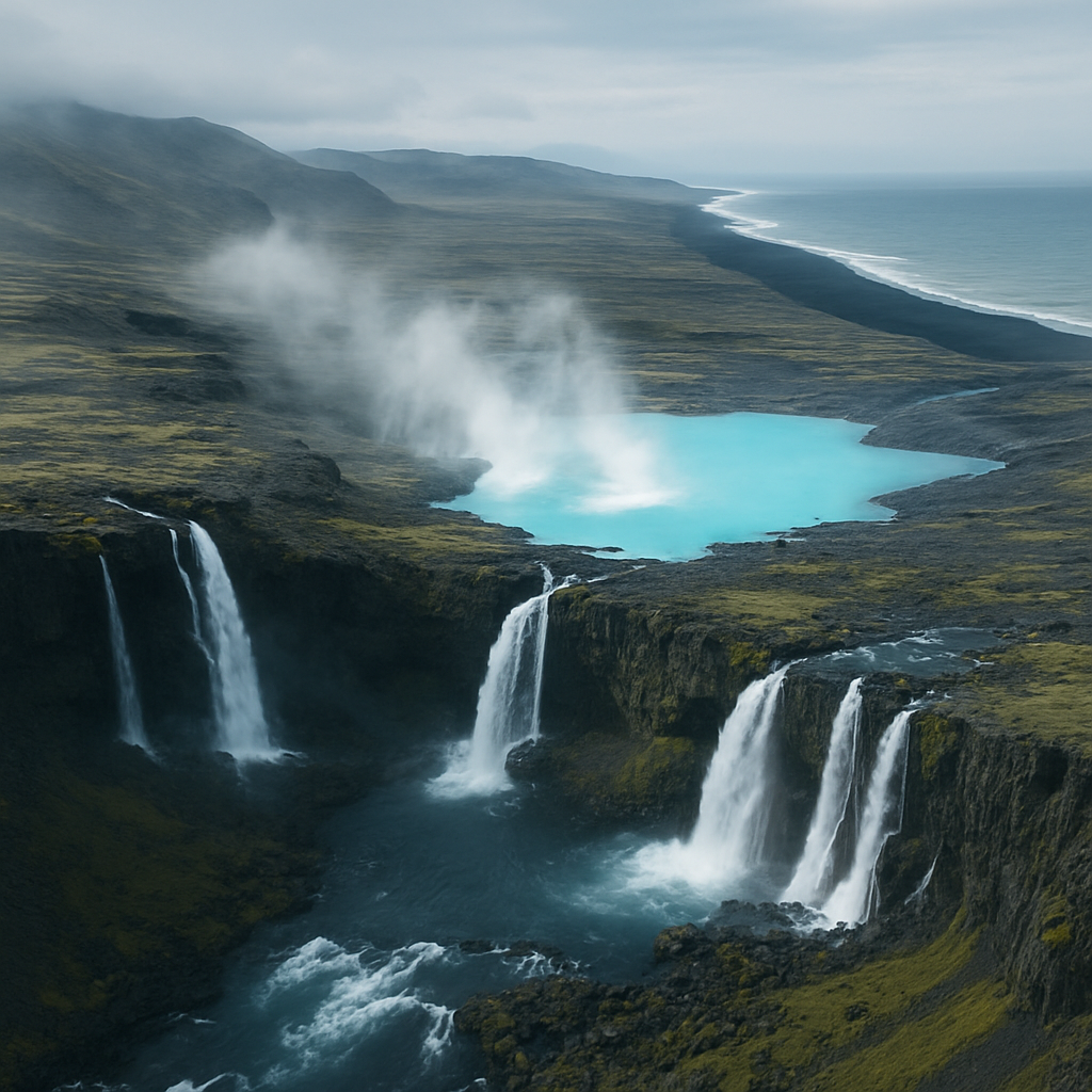 Iceland waterfalls and geothermal lagoons