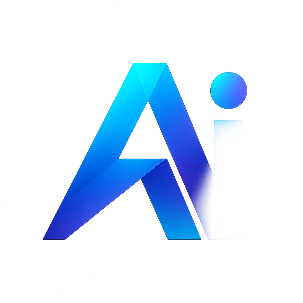 Futuristic abstract AI brand mark with vibrant tech-inspired colors