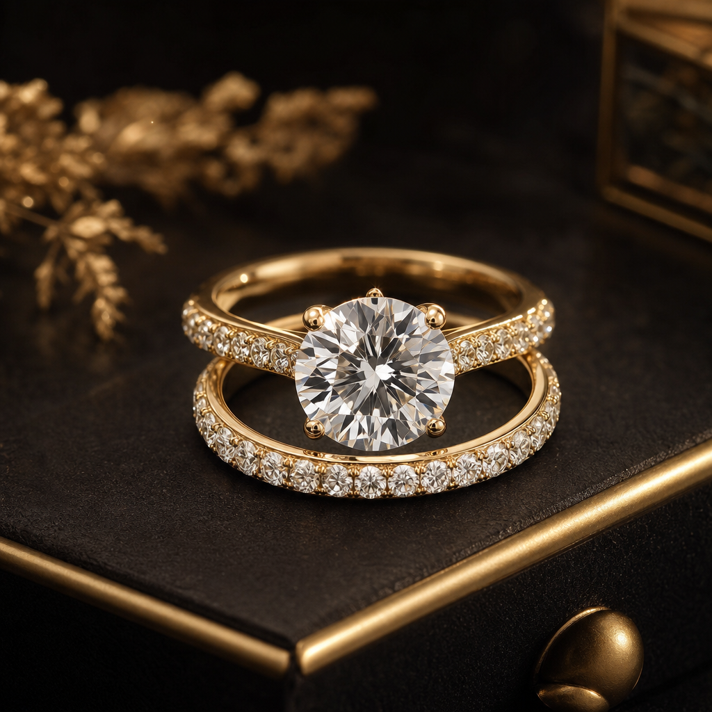 Engagement Ring & Wedding Band Combo — 3CT Engagement Ring • 1CT Wedding Band