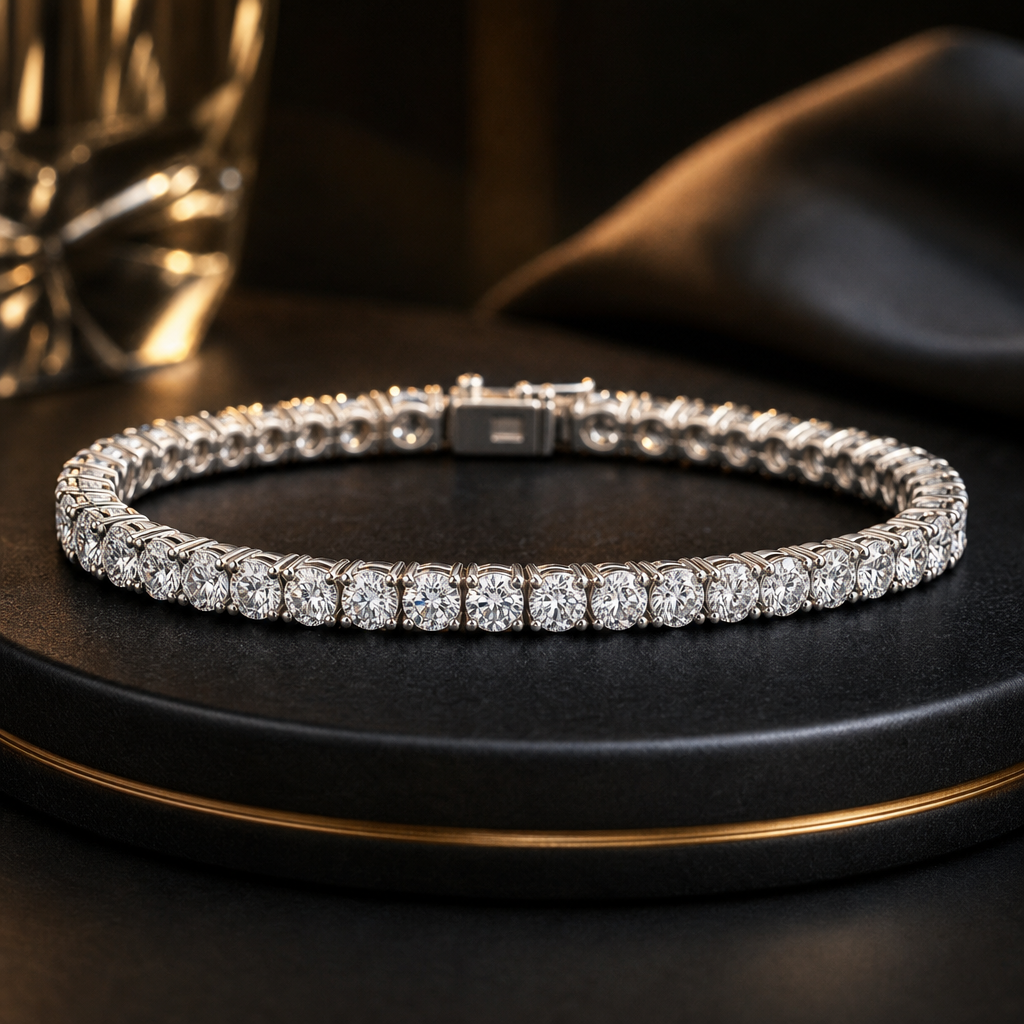 Round Tennis Bracelet — 5–15CTW • 14K White Gold