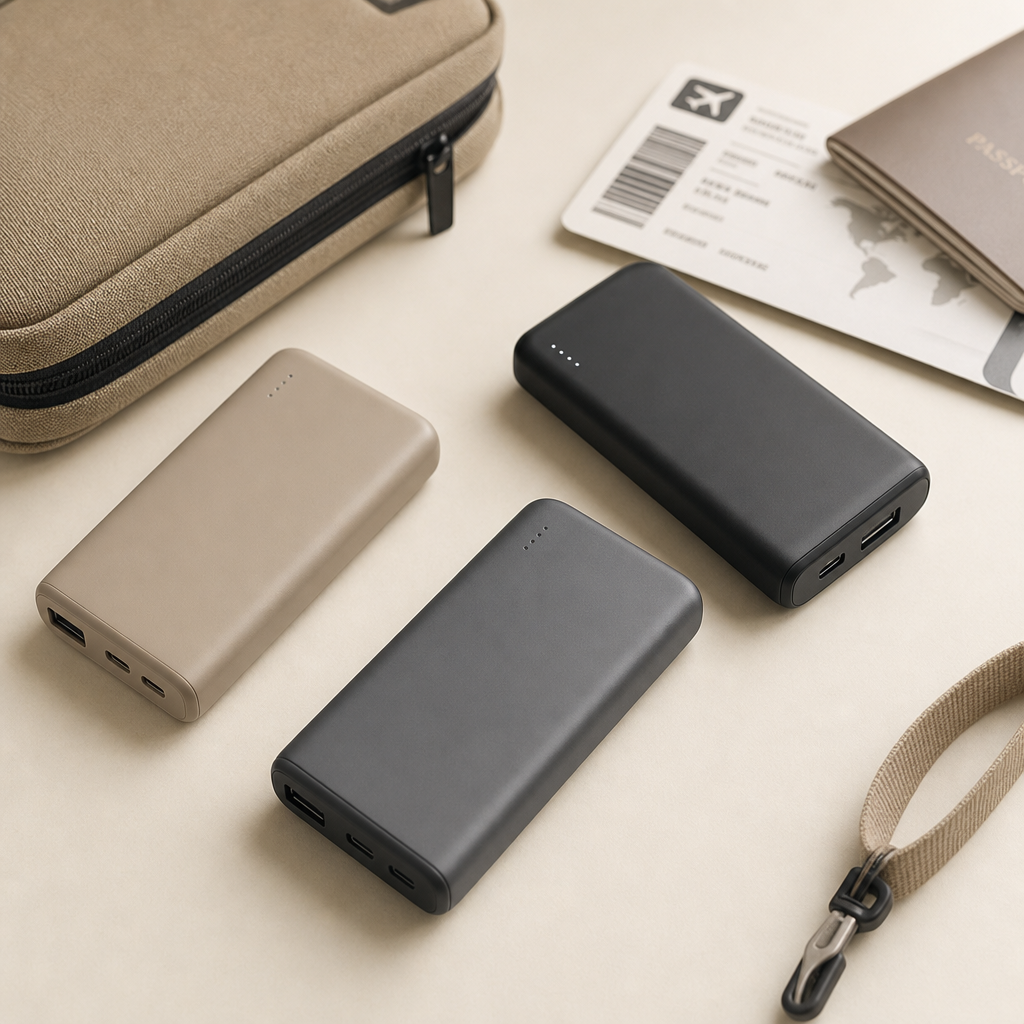 Pocket sized portable power banks for air travel in carry-on setup