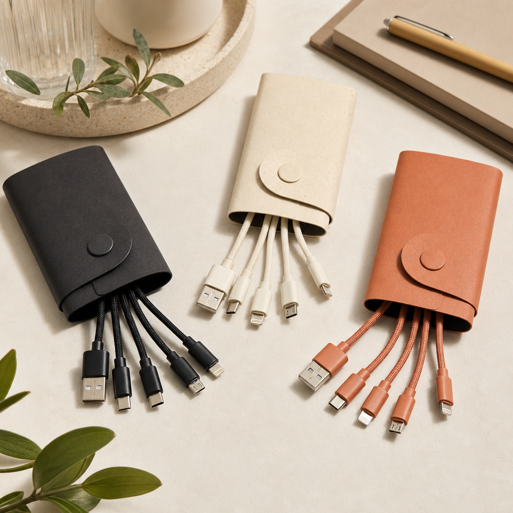 Promotional custom printed charging cable sets with logo tags