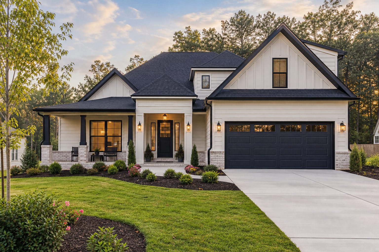 Front exterior of 1504 Mooty Bridge Rd with a bright entry, manicured lawn, and welcoming driveway