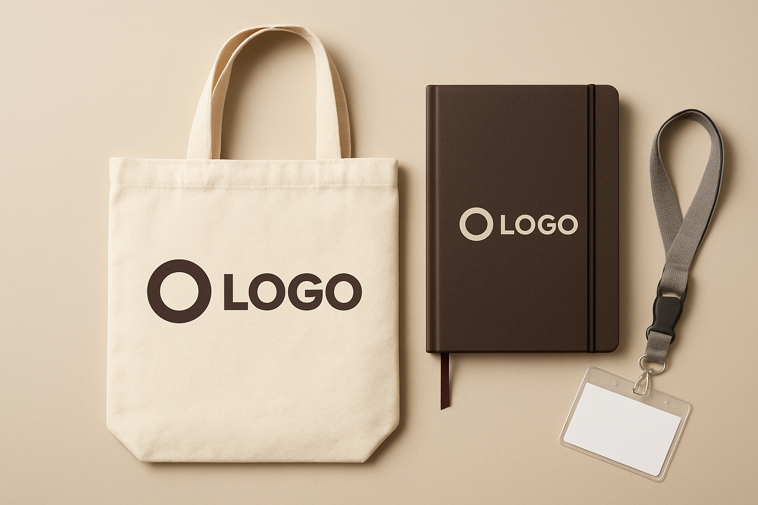 Kit de merchandising personalizado para eventos con bolsas y libretas