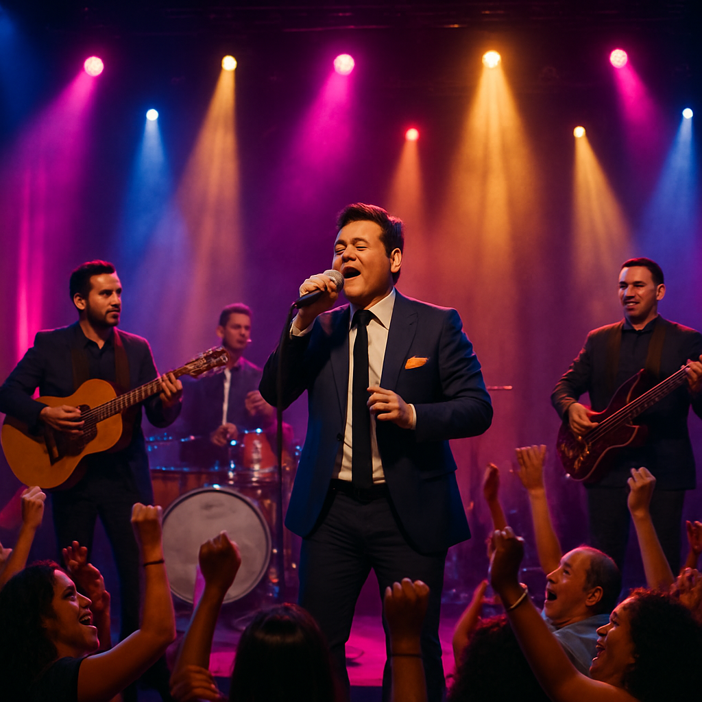 Presentación reciente con público celebrando