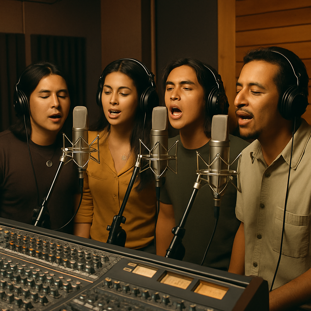 Sesión de grabación en estudio a inicios de los 2000