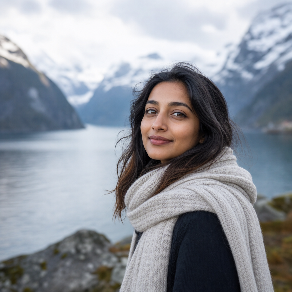 Priya Menon, a solo traveler who journeyed through Norway
