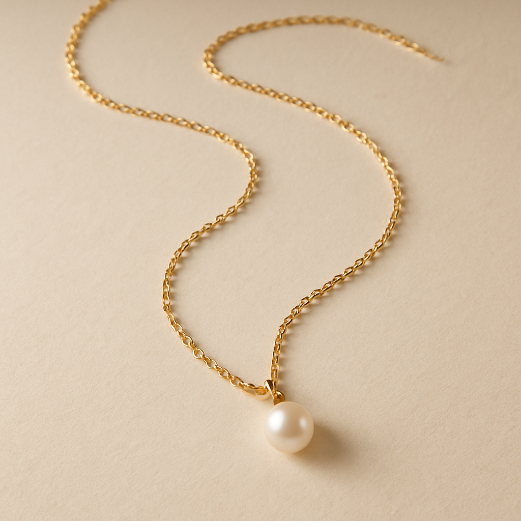 Delicate gold necklace with pearl pendant