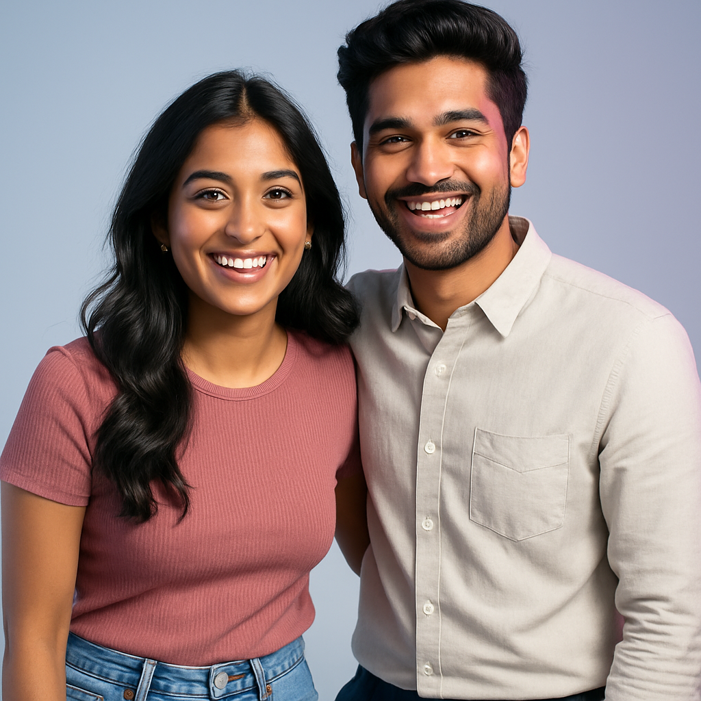Ananya and Rohan cheerful couple portrait