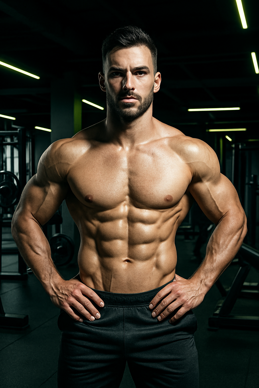 After photo of the same male client with defined abs and broader shoulders