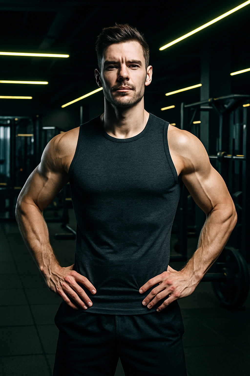 After photo of the same male client with leaner waist and defined arms