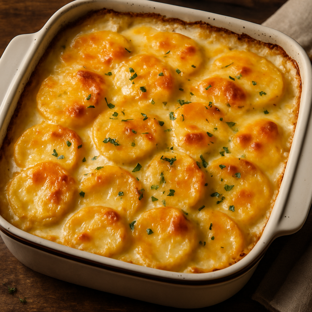 Картопля гратен з сирною скоринкою, запечена в духовці