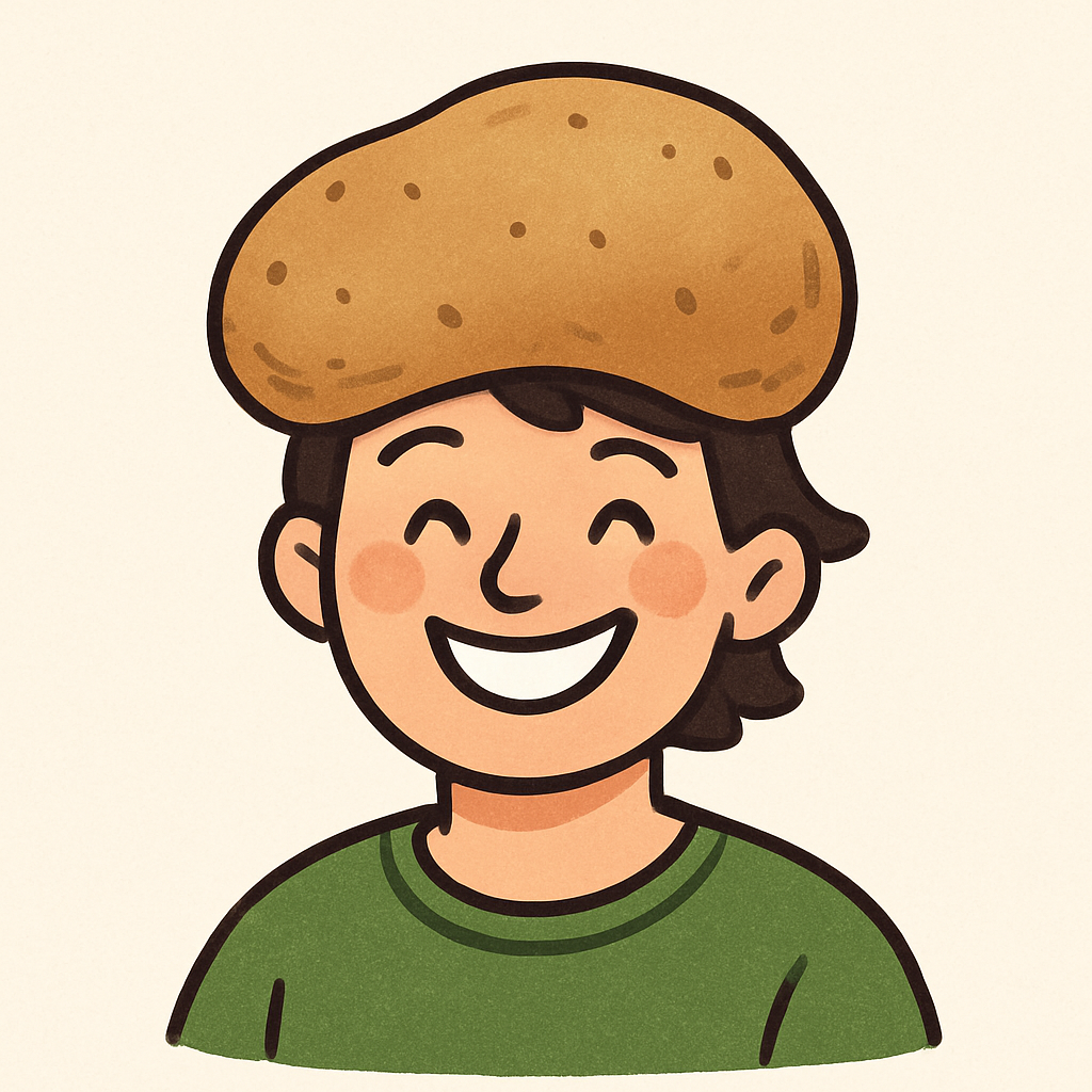 Аватаp: усміхнена людина з картопляною шапкою