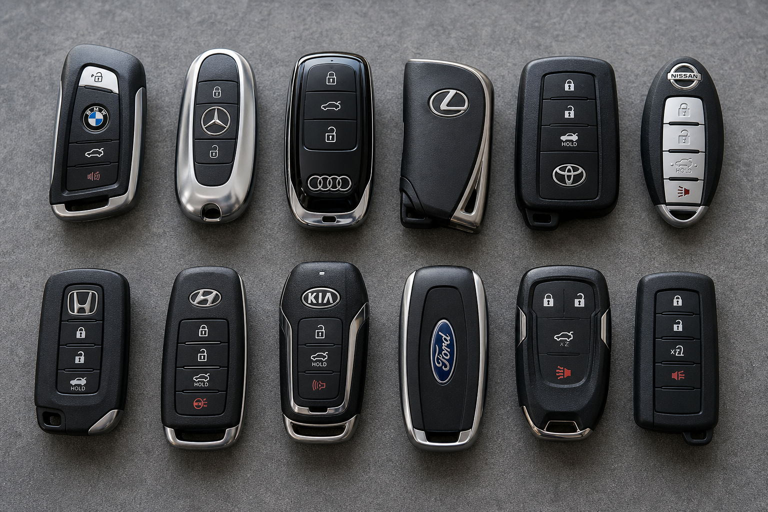 Key photo 8 grouped push-to-start key fobs