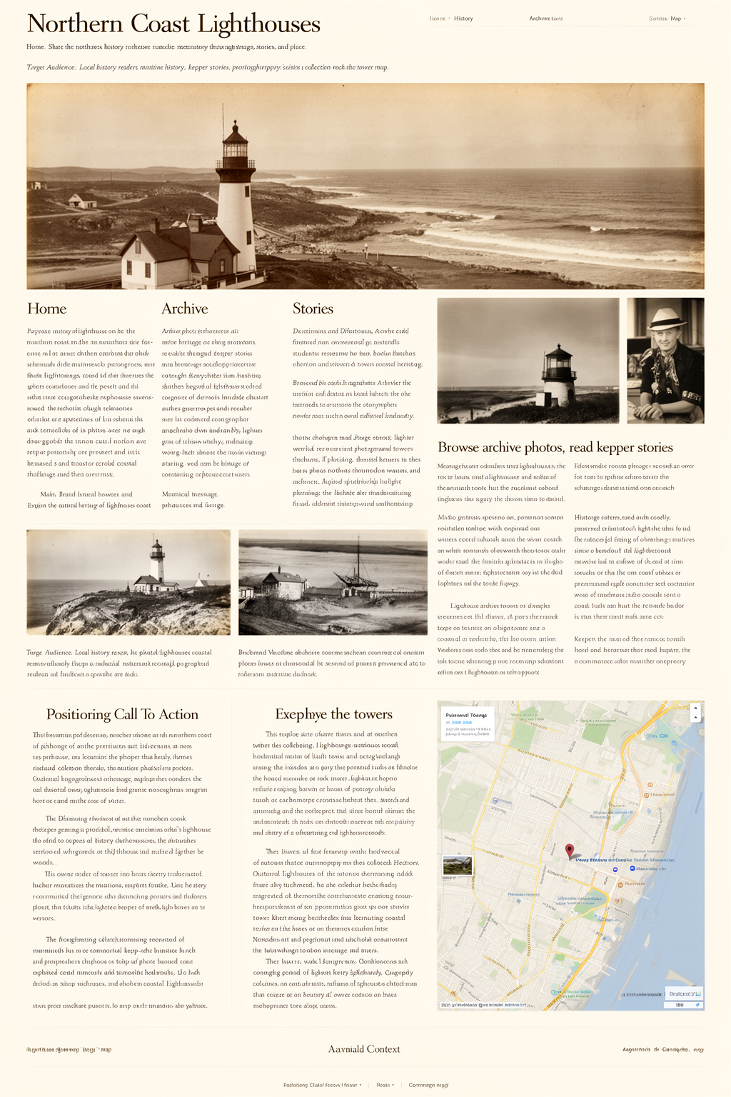 Documentary portrait scene of a lighthouse keeper in a weathered navy coat on a narrow lantern gallery at dawn, with muted coastal sky and soft film-like grain