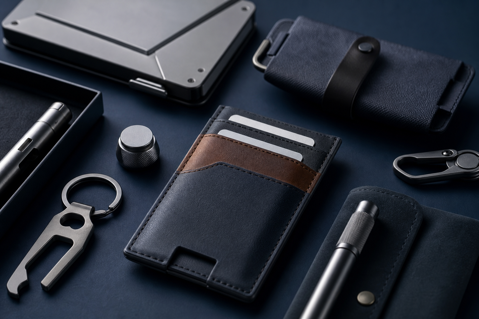 ACCESSORIES category background with precision-crafted small essentials, metallic details, and refined utility accents