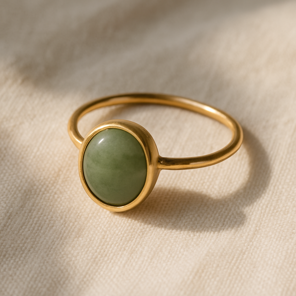 Aurora Moss Ring with soft green stone