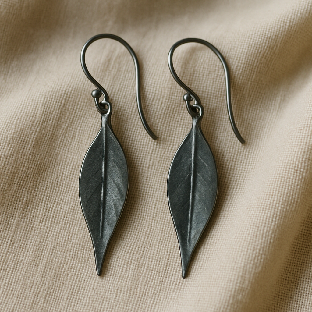 Fern Drop Earrings with leaf silhouette
