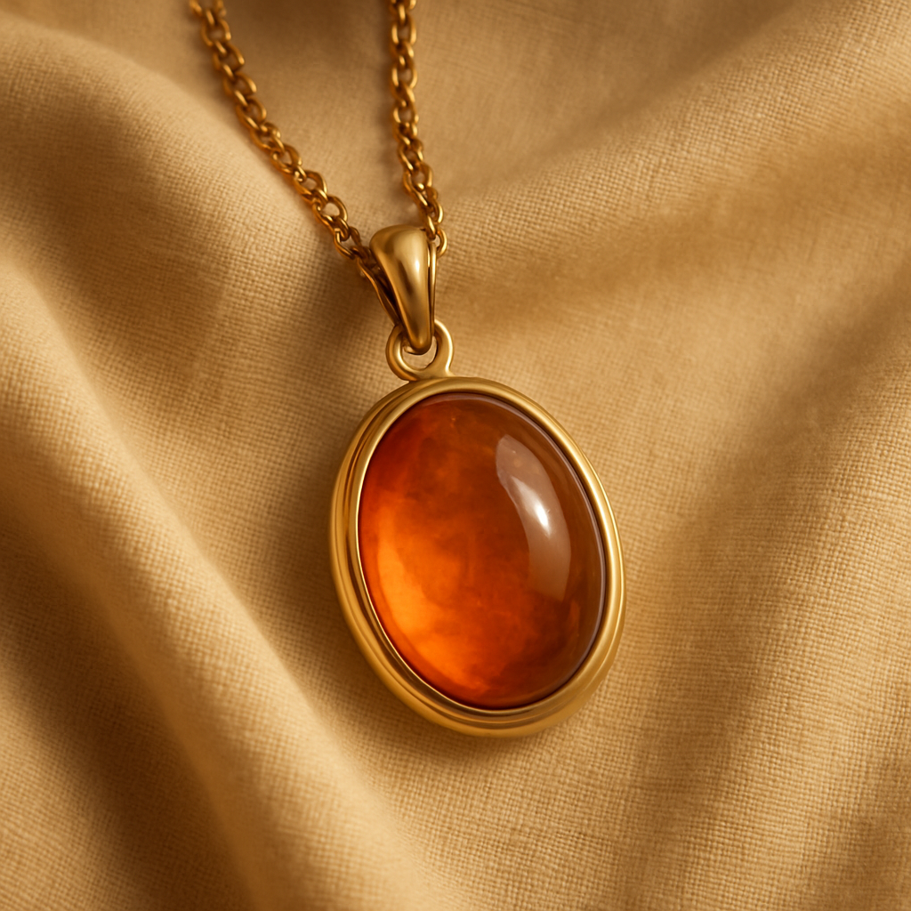 Hearthstone Pendant with warm amber center