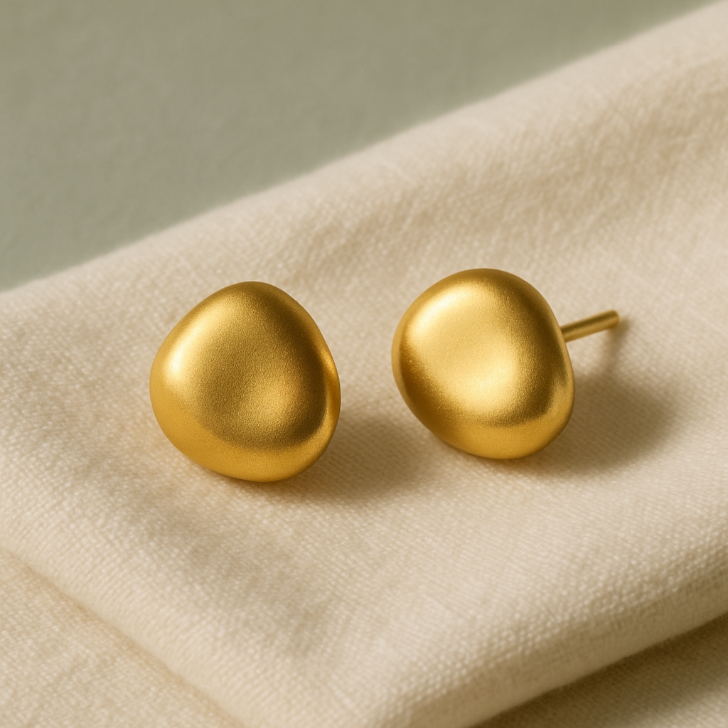Lumen Pebble Earrings in warm gold