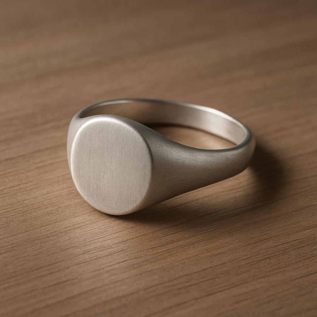 Moonlit Signet Ring with brushed finish