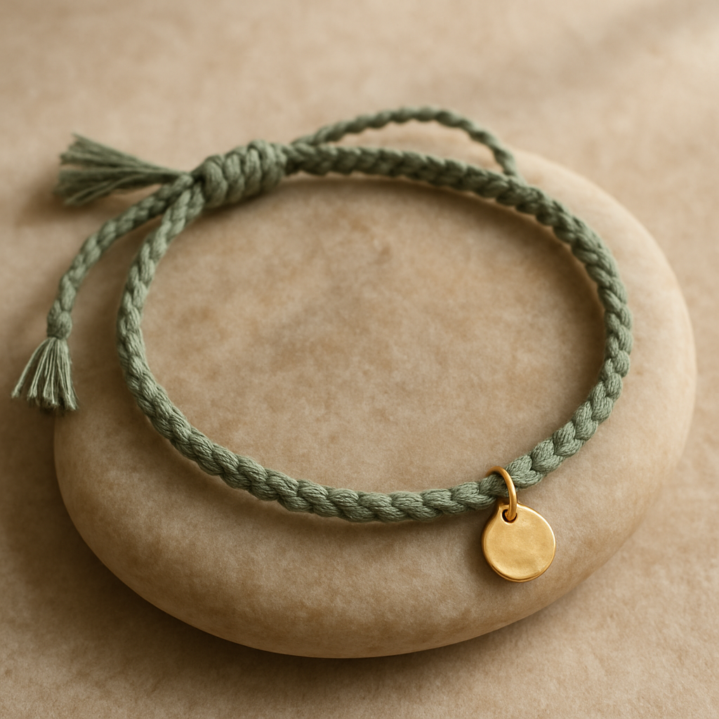 Sage Thread Bracelet with braided fibers