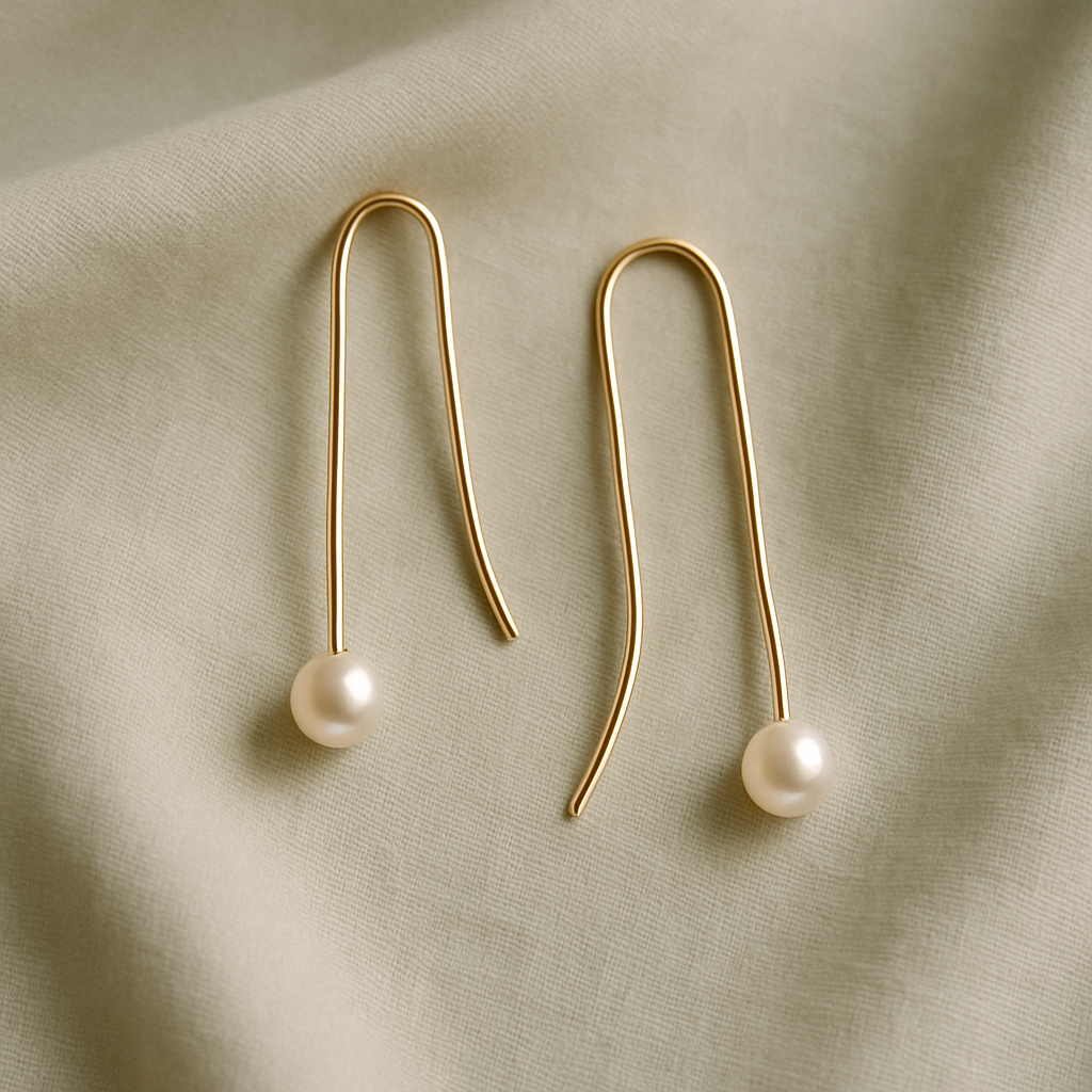 Minimal drop earrings with soft pearl accents
