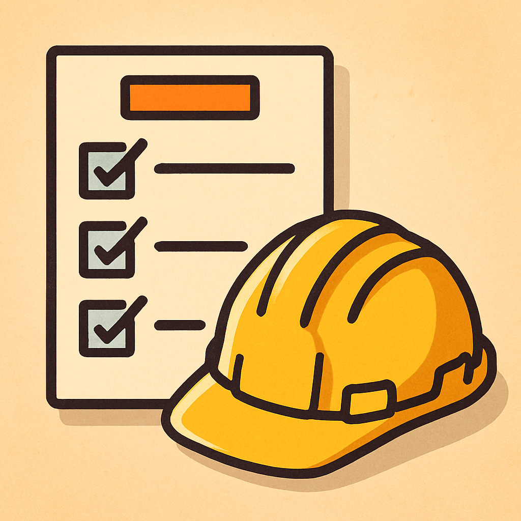 Browse job listings icon showing checklist and construction helmet