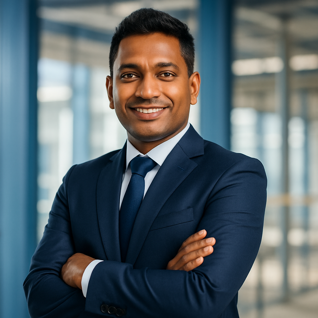 Proud Sri Lankan male project manager in smart attire