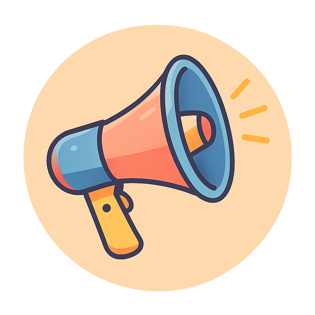 Icône de mégaphone pour un message important