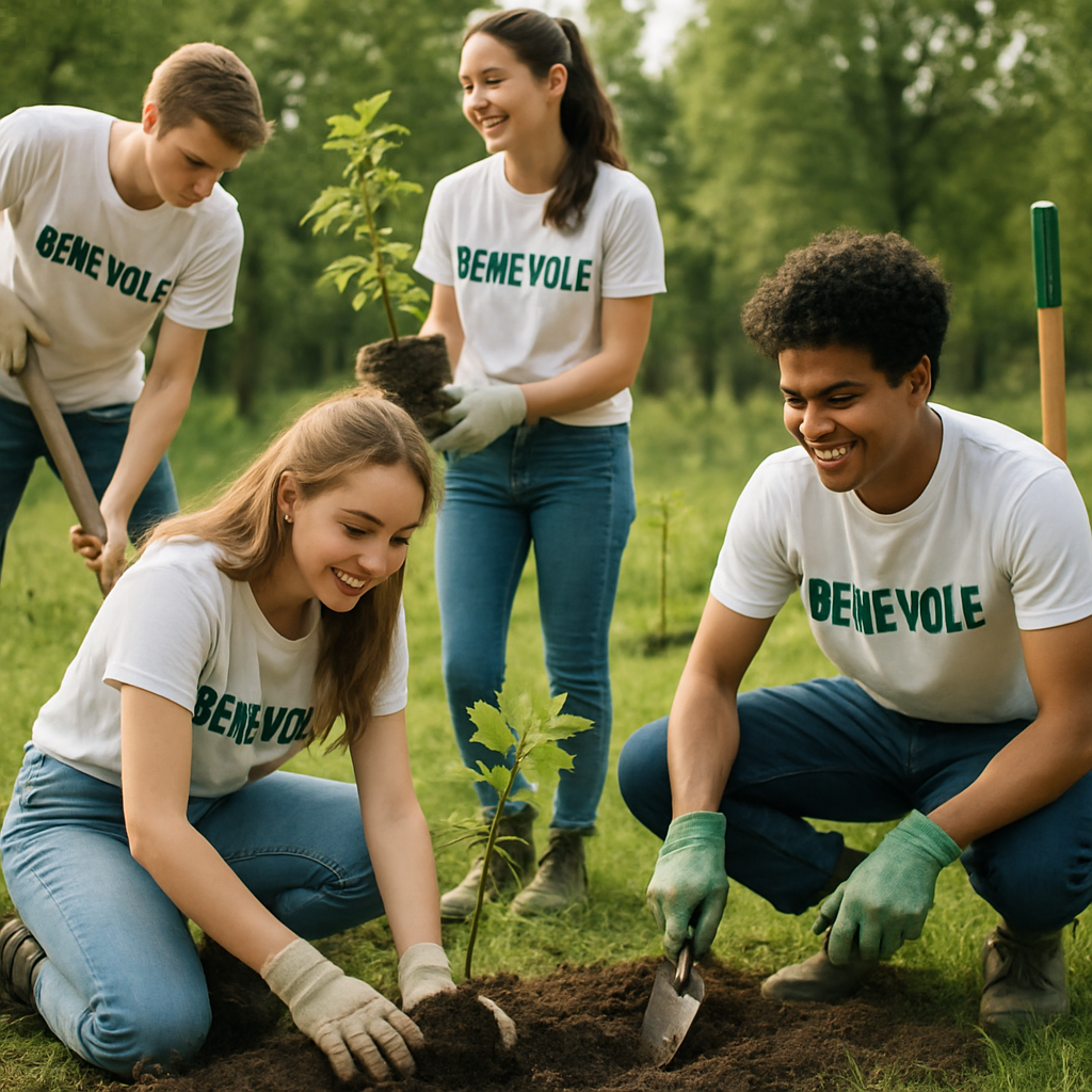 Jeunes bénévoles plantant des arbres lors d'une campagne de reboisement