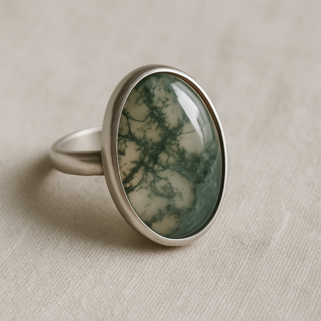 Fern Bezel Ring with small stone
