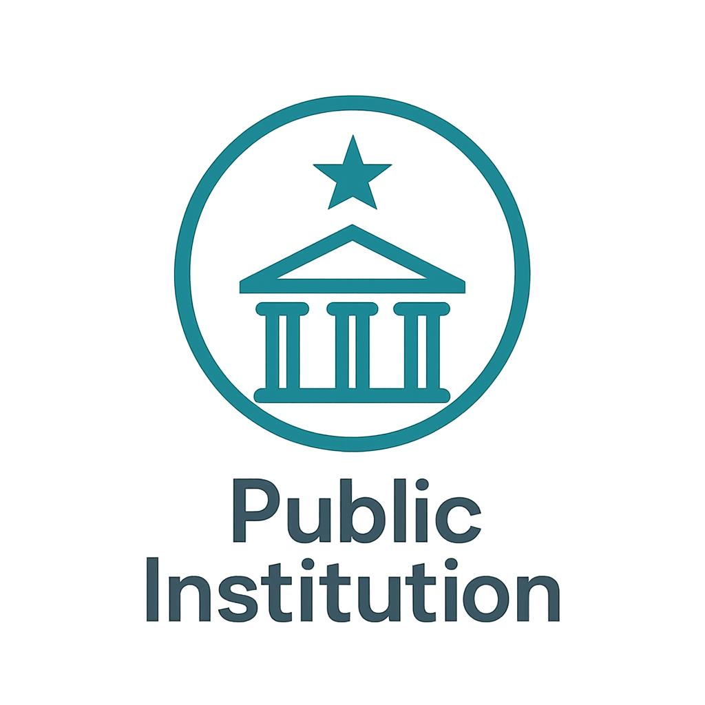 Clean teal and graphite public institution emblem