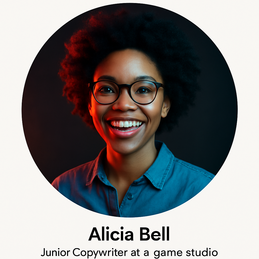 Portrait of Alicia Bell, Junior Copywriter