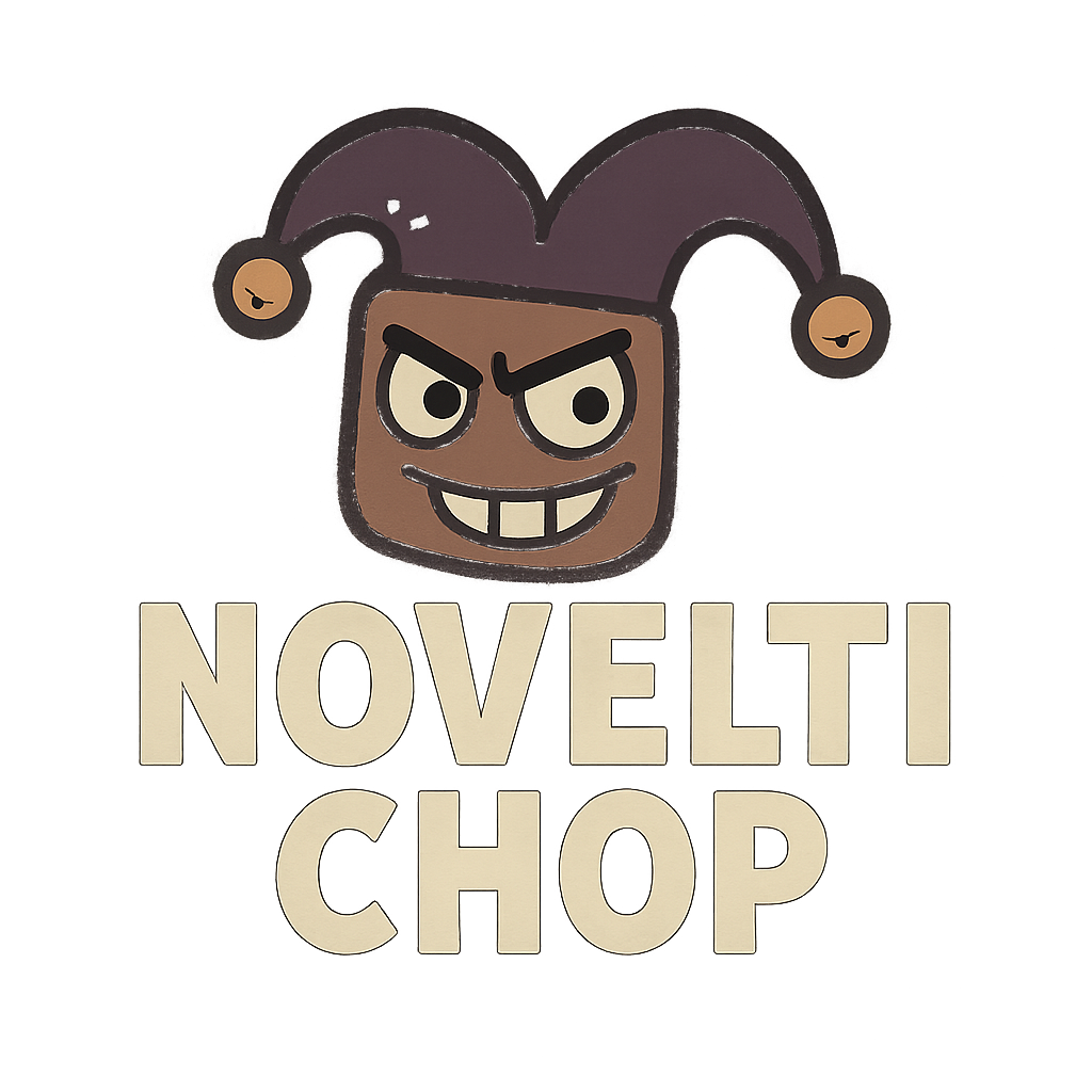 Novelti Chop logo with quirky mascot