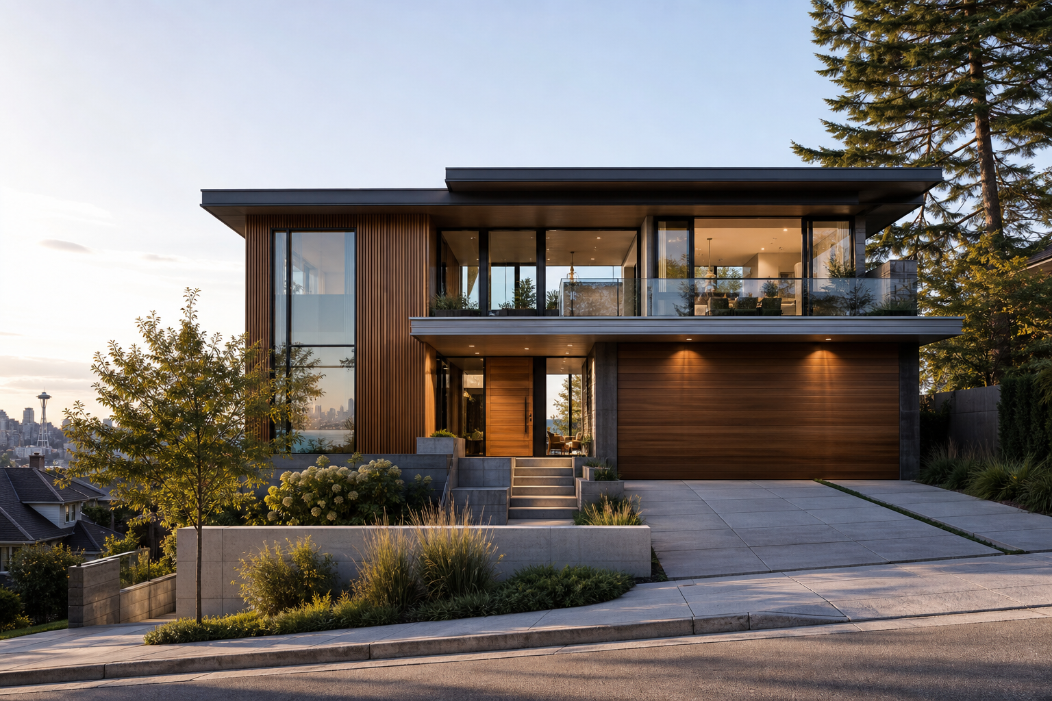 Modern custom home exterior render