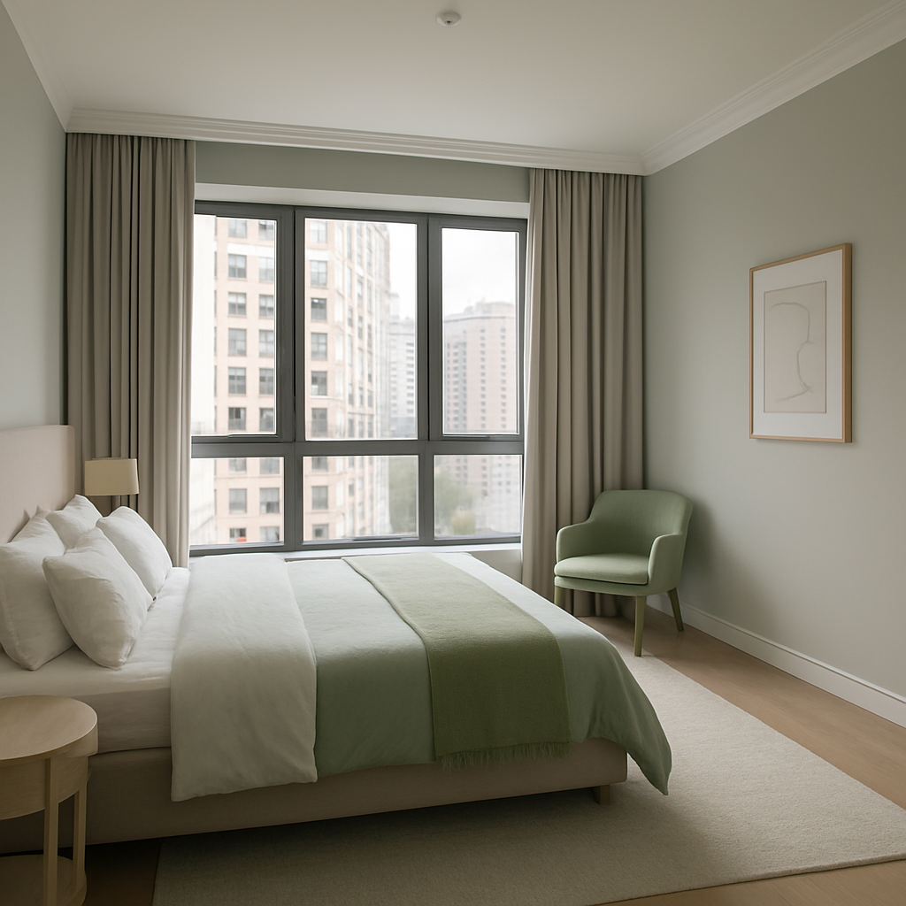 Bedroom with large windows, Pechersk apartment