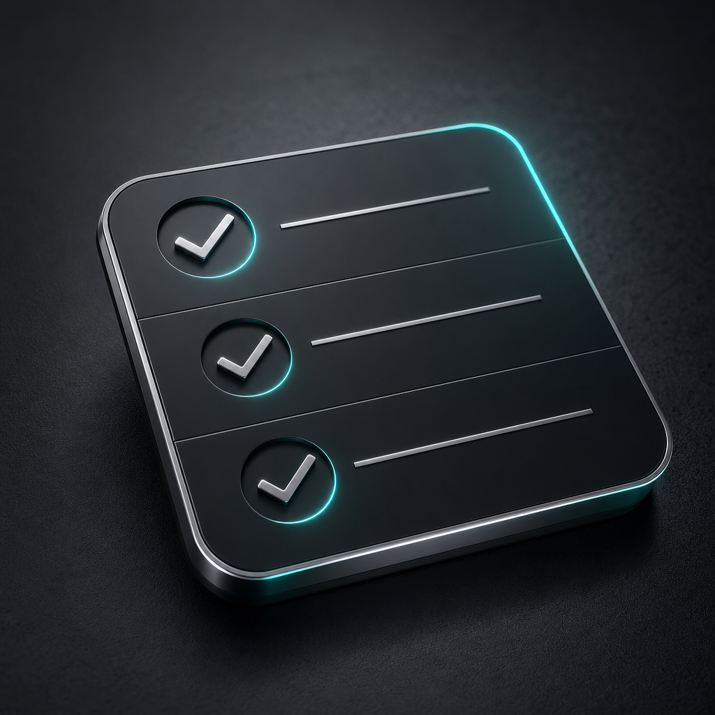Minimal metallic checklist thumbnail