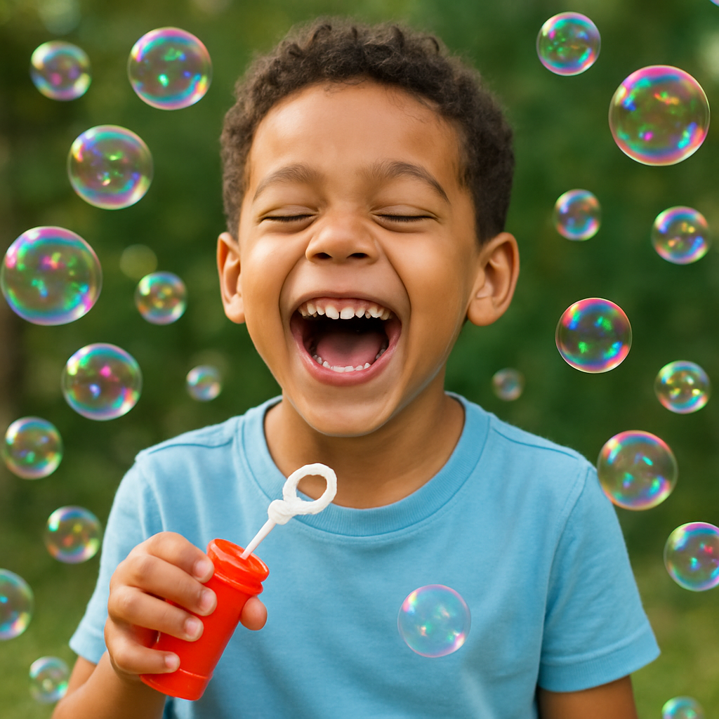 Jayden, laughing boy with bubbles