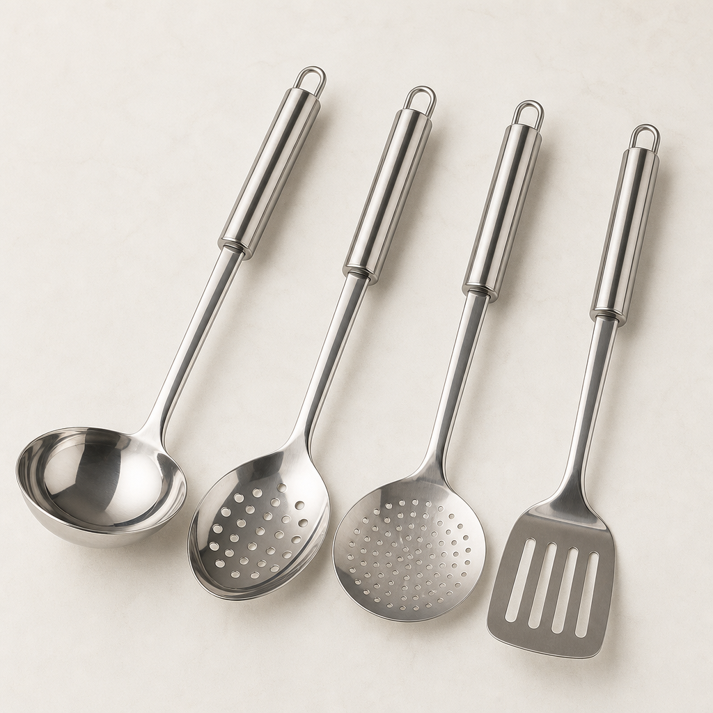 Stainless steel cooking utensil sets