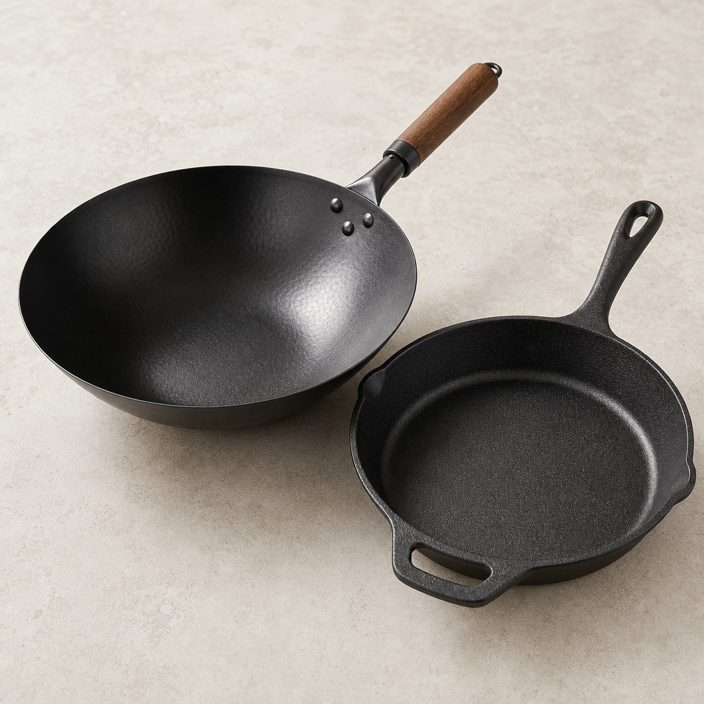 Woks and cast iron cookware