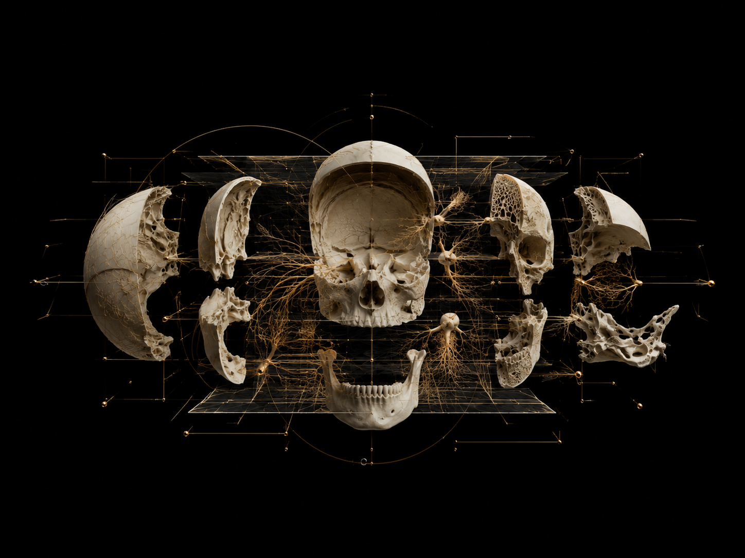 Clinical digital anatomy architecture rendered in a refined editorial style