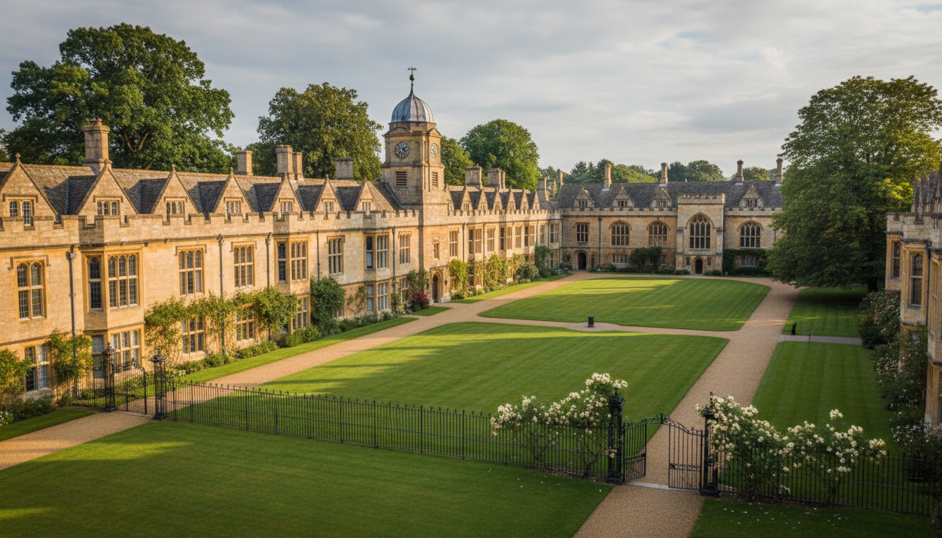 Historic St. Edmund's campus with classic architecture and lush green lawns